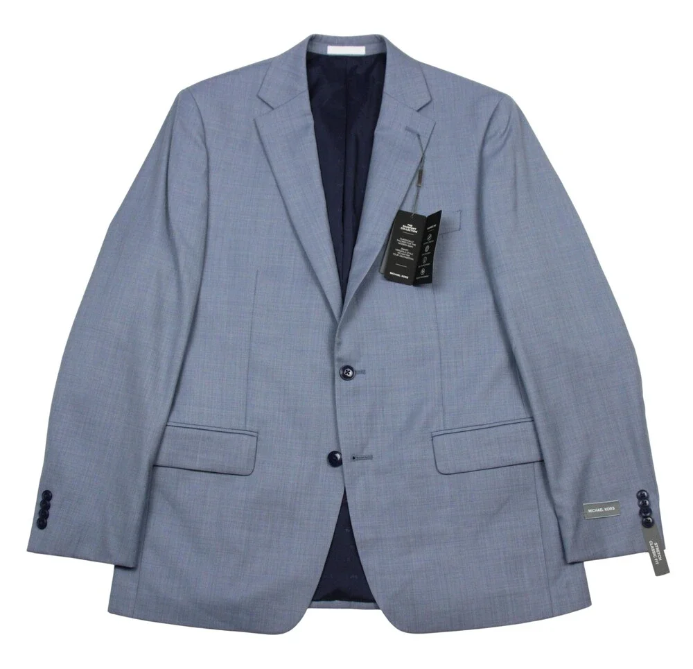 Michael Kors Kidwell Suit Jacket Mens 40 R Light Blue Wool Classic Fit Stretch